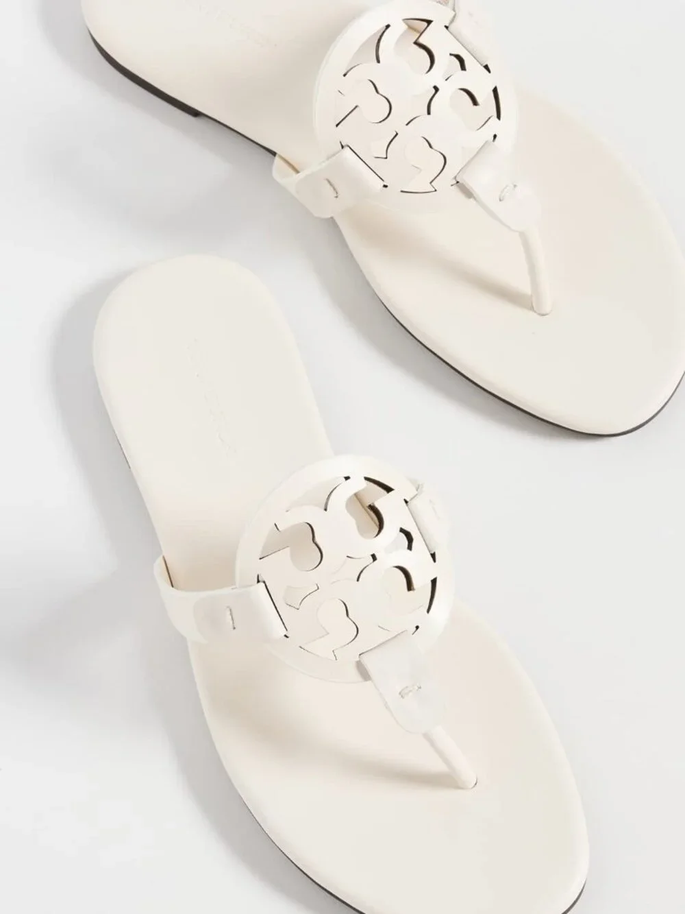 Tory Burch Miller Soft Sandals Ivory Leather Size 8